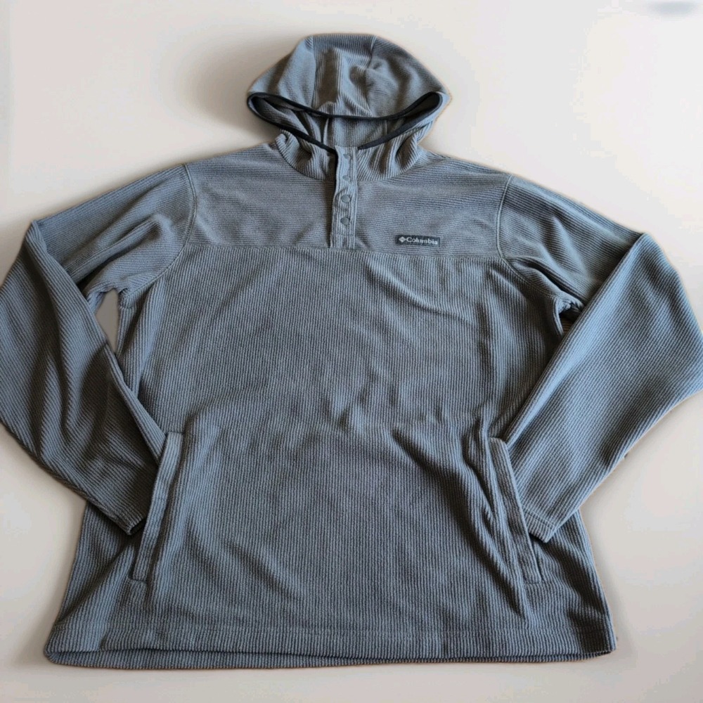 Columbia Men's Steens Mountain Novelty Half Snap  Fleece Pullover Gray Hoodie